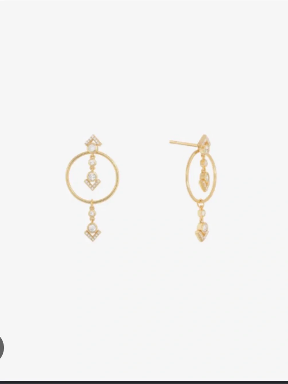 SHASHI Gold Hoop Drop Earrings with Clear Crystals